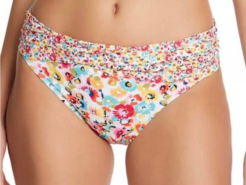 Bleu Rod Beattie Flower Hour Sarong Hipster Bikini Bottom 14 Multi NWT